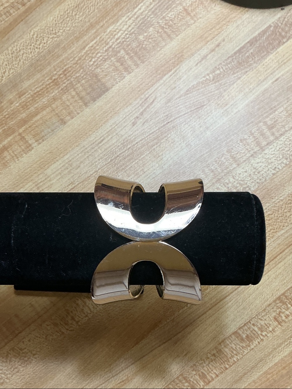 Polished Silver-Tone Double Crescent Cuff Bracelet